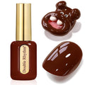 Double Rhythm 0.50 OZ Gel Polish Hema Free Same Color Same Bottle Golden Round Translucent Neutral Natural Milky 15 ML Jelly UV Polish Art DIY at Home (Burgundy Brown-C1446)