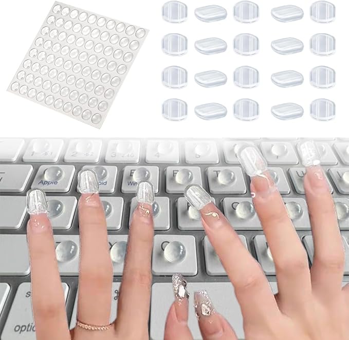 Silicone Nail Art Protector Covers for Typing,Nail Beauty Protection Stickers,Clear Comfortable Protection for Long Nails Numeric Keypad,20 Pcs Covers,64 Pcs Stickers