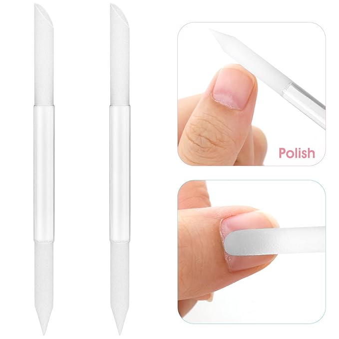 Sibba 2 Pieces Glass Cuticle Pusher Cuticle Remover Tool Double Sided Cuticle Trimmer Manicure Stick Professional Precision Filing Abrasive Surface Nail Salons Set for Women Girls Homes(Transparent)