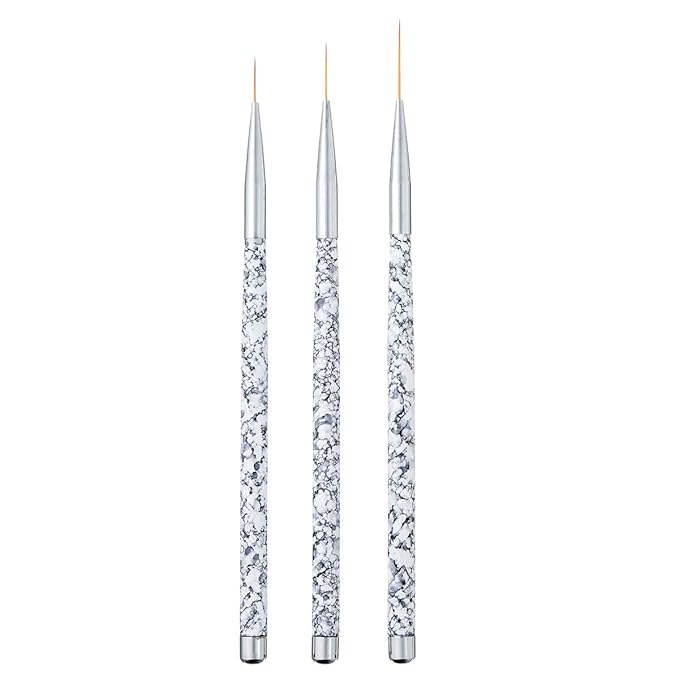 Tbestmax Professional Fine Nail Art Liner Brush UV Gel Painting Acrylic Nail Brushes Striping Brushes for Short Strokes, Details, Blending, Elongated Lines 3 pcs