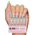 Glamnetic Press On Nails - Pistachio Crème | Short Almond Fake Nails with Mint Blue French Tips and Glossy Finish, Salon Quality | 15 Sizes - 30 Nail Kit with Glue