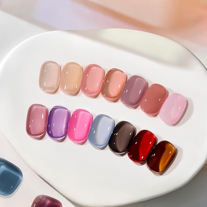 MAYCHAO 15ML Jelly Pink Tulip Gel Nail Polish 1Pc Jelly Pink Gel Polish Soak Off UV LED Translucent Nail Polish Nail Art Starter Manicure Salon DIY at Home, 0.5 OZ