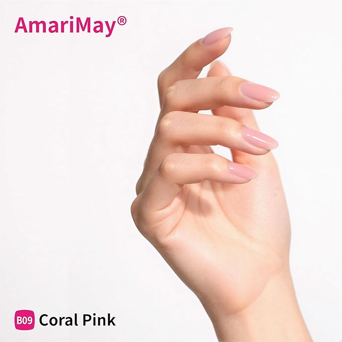 Color Rubber Base Builder Gel, 15ml, Coral Pink, Sheer Nail Gel, 3-in-1 Soak Off Nail Strengthener UV/LED needed B09.