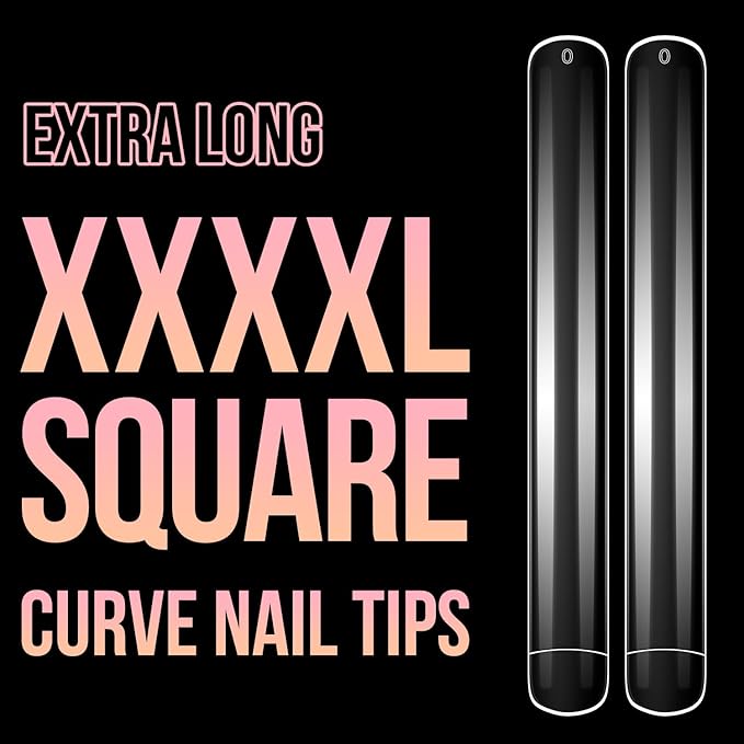 XXXXL Extra Long Nail Tips, BORNBYME 100Pcs Clear Curve Nail Tips Acrylic Full Straight Nail Tip