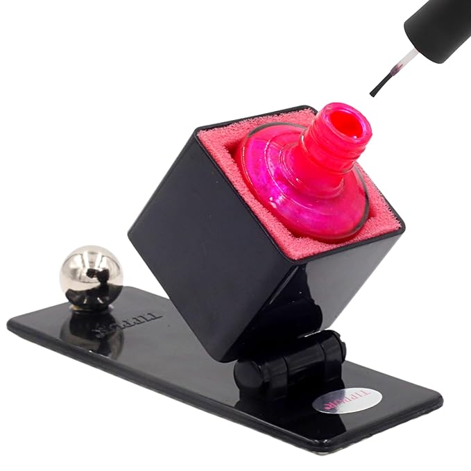 Nail Polish Holder - Anti-Spill Nail Polish Organizer Case-Nail Care Products with Rubber Pad Grippy Bottom & Wide Stable Base-Nail Polish Holder and Organizer for Mani/Pedi, Nail Art Tools (Black)