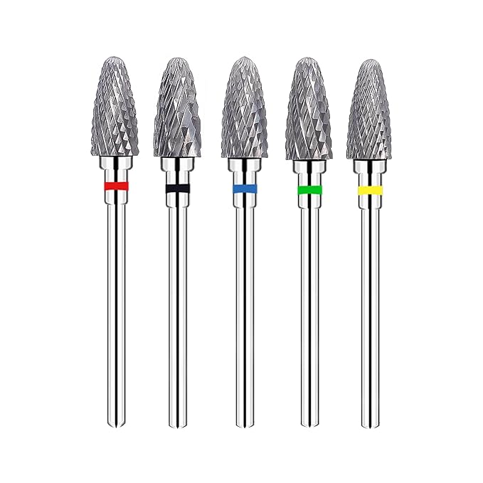 Fantexy Nail Drill Bits Set for Acrylic Nails,3/32 Inch Professional Tungsten Nail File Bits Nail Art Tools,Manicure Pedicure Shapen Remove Tools, Home Salon Use(5Pieces