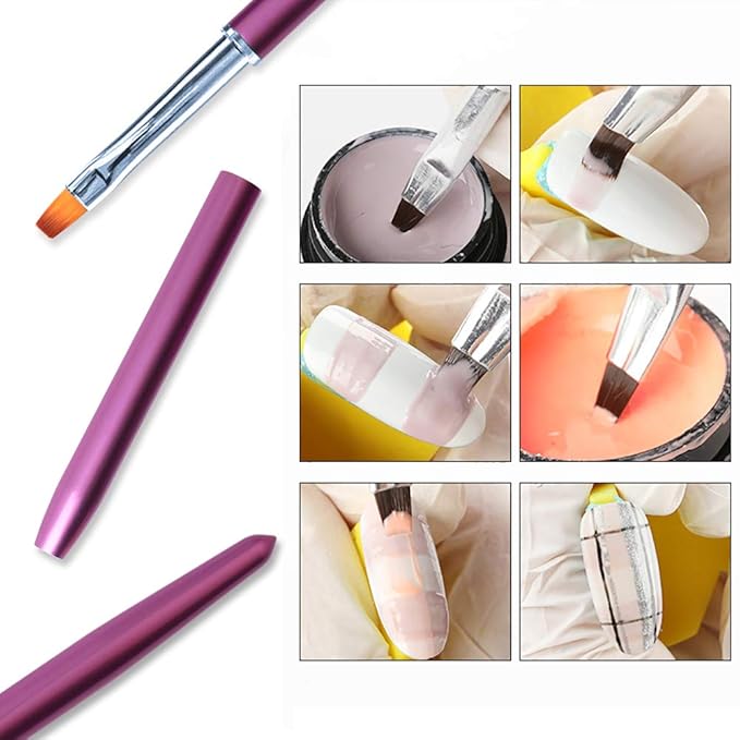 SILPECWEE 1Pc Kolinsky Nail Art Brushes, Acrylic Nail Brush Nail Clean Up Brush Nail Painting Pen UV Gel Builder, Dipping Powder, Poly Gel Extensions Manicure Brushes Salon Accessories