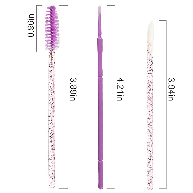 300 Pack Disposable Spoolies Brushes Sets Mascara Wand Lip Brushes Bamboo pole-shaped Handle Cotton Swab for Eyebrow Eyelash Extension Tattoo Lipstick Applicator(Purple)