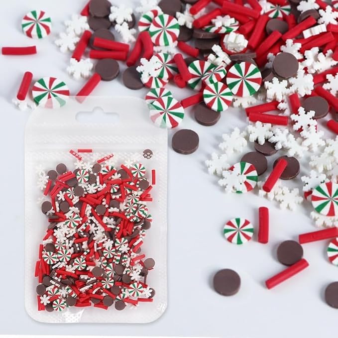 4 Bags Christmas Nail Art Slices Snowflake Santa Claus Christmas Tree Candy Snowman Gingerbread Man Designs Christmas Nail Charms 3D Winter Mini Clay Slices for Acrylic Nails Decorations