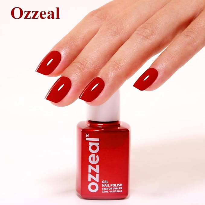 Gel Polish, 0.5 Fl Oz Bright Red Gel Nail Polish Autumn Winter Soak Off LED UV Gel Nail Polish Art Starter Manicure Salon DIY Nail Gel Polish