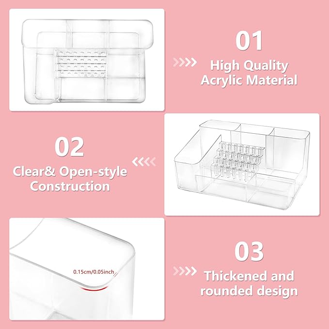 Nail Drill Holder & 28 Holes Nail Drill Bits Holder, Transparent Acrylic Nail Drill Machine Storage Box, Professional Nail Drill Organizer Case for Manicure tools