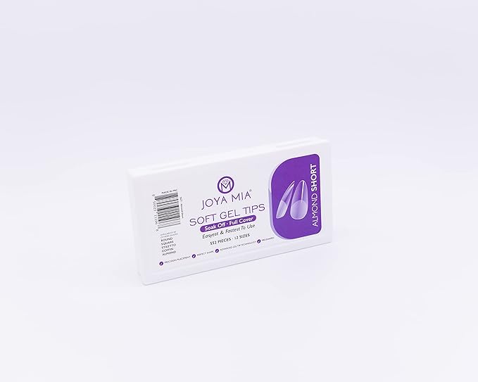 Soft Gel Nail Tips Full Cover Nail Tips Kit for Soak Off Nail Extensions, 550 Pcs Clear Soft Pre-buff PMMA False Press on Nail Tips, 11 Sizes - 10 Shapes to choose from (Almond Short)