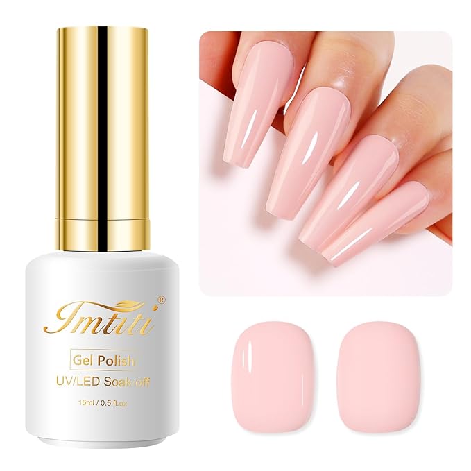 Imtiti Nude Pink Gel Polish - 0.5 Fl Oz Soak Off LED UV Nail Gel Polish for Spring/Summer DIY Nail Art & Salon Manicure Kit