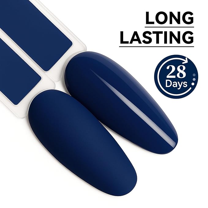 MEGIOR Navy Blue Gel Nail Polish 0.5 Fl Oz Dark Blue Long Lasting Soak Off UV LED Lamp Light Curing TPO Free Gel Polish Kit for Salon and Nail Art Starter Manicure DIY at Home