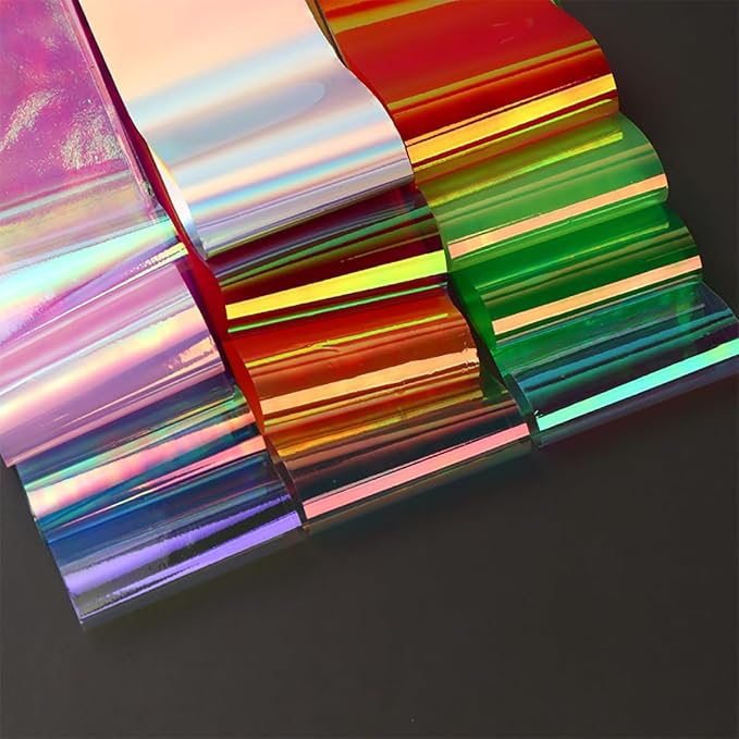 10 Rolls Aurora Nail Foil for Nail Art 3D Holographic Colorful Nail Foils Transfer Nail Transfer Foil Transparent Broken Glass Nail Art Foil Nail Design Sticker for Women Fingernails Nail Accessories