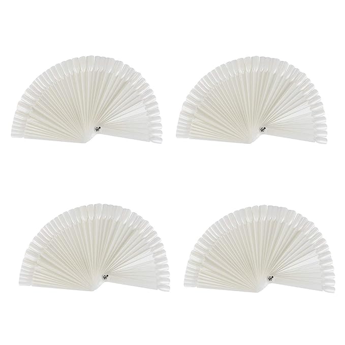 GOGOONLY 200 Off White Tips Fan-shaped Nail Art Display Acrylic False Tips Practice Tool - 200 Tips in Total-BH000473