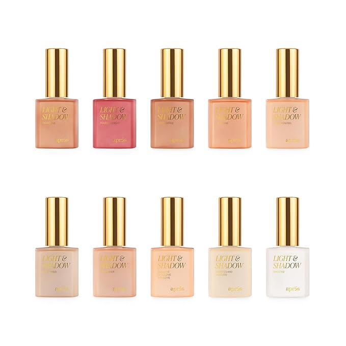 APRÉS Light and Shadow 40 Sheer Gel Couleur Nail Polish Collection, Set of 10 10ml (Fall - Clouds Roll In, 10 pcs)