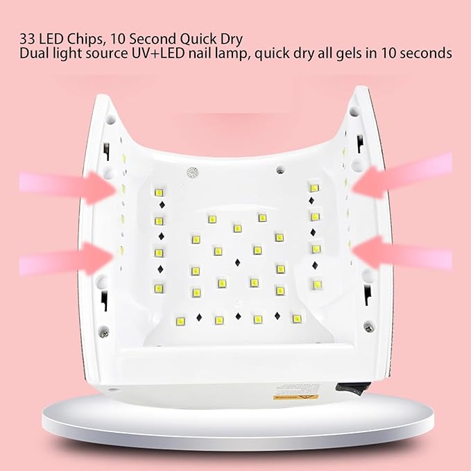 66W Nail Lamp with Rhinestones, Rechargeable Nail Lamp for Gel Nails, 15600mAh 33pcs Lamp Chips 4 Timer Setting Removable Bottom Tray Led Nail Light (US Plug)
