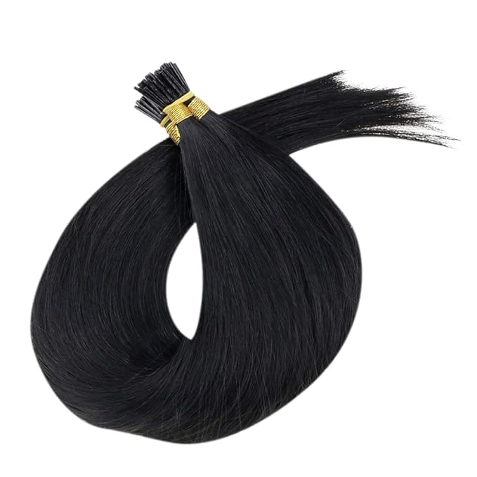 RUNATURE 18 Inch Itip Hair Extensions Human Hair Black Soft Straight Hair I Tip Hair Extensions Remy Real Hair Full Ends Add Hair Length Cold Fusion Long Lasting 50G 60S #1 Jet Black