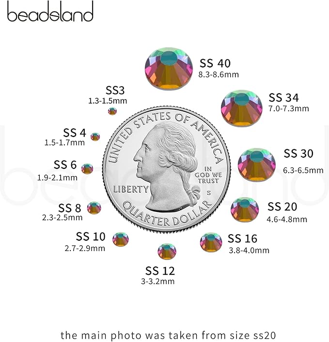 Beadsland 2880pcs Flat Back Crystal Rhinestones Round Gems for Nail Art and Craft Glue Fix,Green Volcano,SS20,4.6-4.8mm