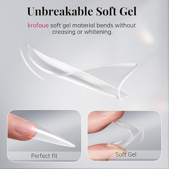krofaue Extra Long Stiletto Nail Tips - 500PCS False Clear Nais with 10 Sizes Half Cover Pointed Press On Artificial Acrylic for Salon DIY, XL