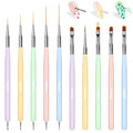 10 Pcs Nail Art Brushes Set, Nail Dotting Tools, French Tip Tool, Nail Art Deign Tools with Builder Gel Brush Polish Extension Brush Thin Liner Detail Painting Brushes, Nail Tech Supplies Kit