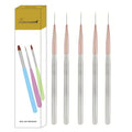 5Pcs Gray Handle Ultra-Fine Nail Liner Brush Set - Professional Nail Art Detail Brush for French Tip, Intricate Patterns, Fine Line Painting & Gel Polish Manicure, Salon & DIY Manicure Tool Kit