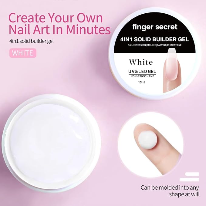 Solid Nail Builder Gel Set, Nail Extension Gel with Nail Art Tools, DIY Non Stick to Hand for Nail Art, Solid Builder Gel Manicures Nail Enhancement Gel 3D Gel Art Building & Sculpting Gel Carving