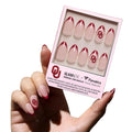 Glamnetic x Fanatics Press On Nails - Oklahoma Sooners | Short Almond Fake Nails, Collegiate Sooners Red French Tips, College Nails, Salon-Quality | 15 Sizes - 30 Nail Kit with Glue