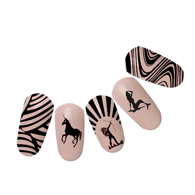 Mezerdoo 10Pcs Chic Unicorn Mermaid Pattern Nail Art Stamping Template Image + 1 Stamper + 1 Scraper