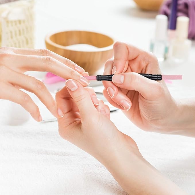 Mudder 6 Pieces Pumice Stone Nail File Cuticle Remover Stick Double-Headed Polishing Pen for Women Mother Girl Gifts Household Beauty Salon Nails Care Supplies