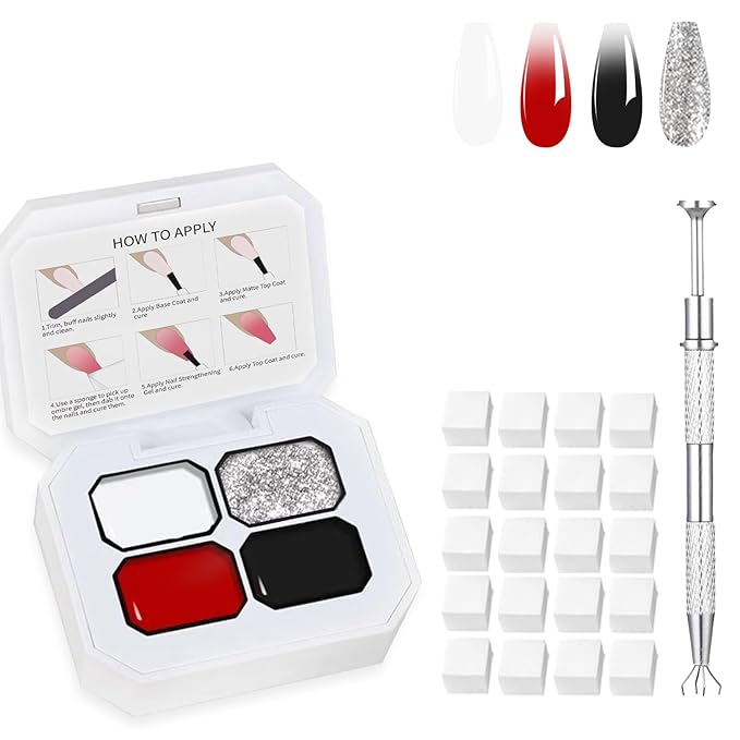 AIJIMEI Ombre Gel, Gradient Painting Gel, Ombre Gel Nail Polish, Including 100 Nail Sponges And Grabbing Pen Suitable For Salons And Family DIY(B10)
