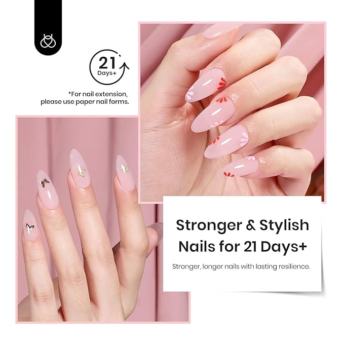 Beetles HEMA-Free Builder Nail Gel, 0.5 oz 8 in 1 Jelly Pink Gel Builder for Sensitive Nails Strengthening & Building Nail Apex UV & LED Lamp Cured DIY Salon at Home for Beginners Women