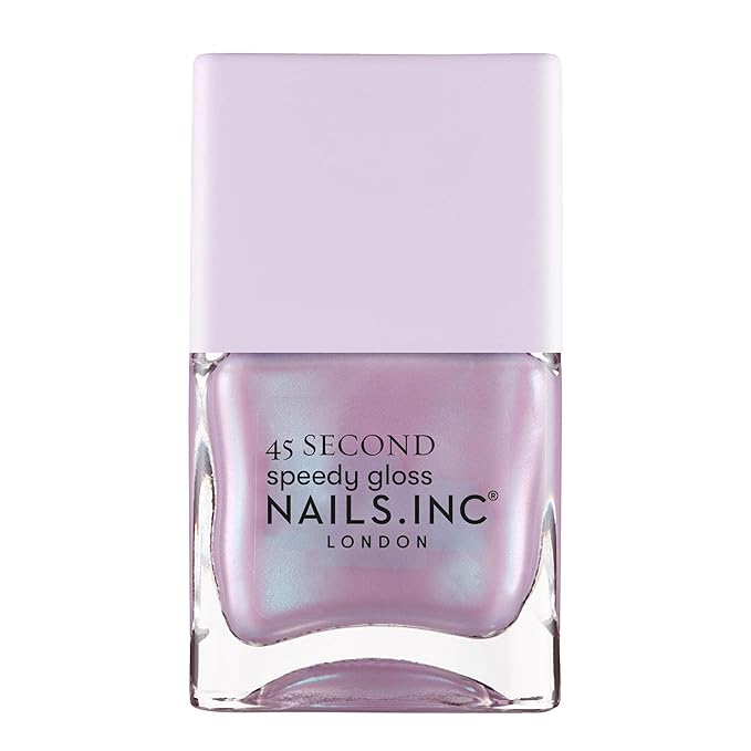 Nails Inc 45 Second Speedy Gloss, Lana, Lilac Shimmer, Metallic, No Chip, Long Lasting, Quick Dry, Air Dry, Professional Manicures & Pedicures, Fingernails & Toenails, Vegan Nail Polish, 0.47 Fl Oz