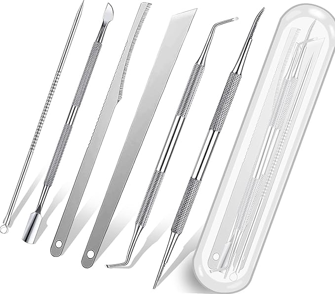7-Pack Ingrown Toenail Tool, Toenail File and Lifters, Professional Surgical Stainless Steel Ingrown Toenail Tool- Safe Nail Cleaning Treatment Pedicure Tools Kit Under