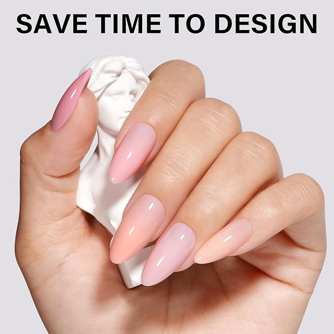 AILLSA RealFit Nude Pink Press On Nails Medium Almond - Pre-Shaped 4 in 1 False Nail Tips Set, Long Lasting Nail Extensions for Salon Home DIY Gifts 140 PCS