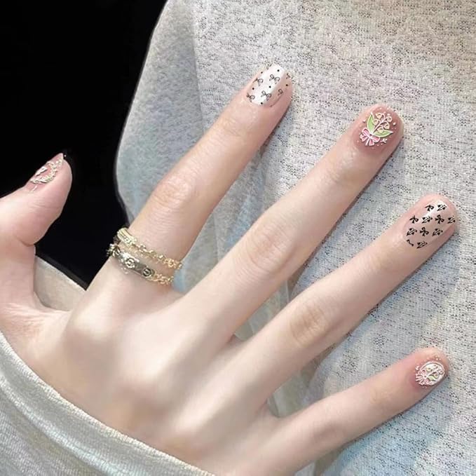 PH PandaHall 3pcs Lily of The Valley Nail Stamping Plates Flower Leaf Nail Art Templates Butterfly Stainless Steel Image Plate Art Stencils with Tool for Spring DIY Print Manicures Salon Design