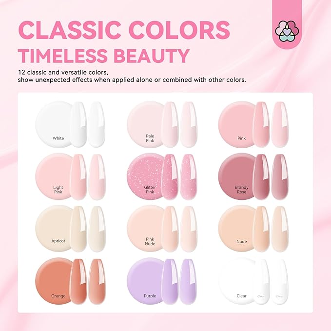 SAVILAND Gel Builder Set: 12 Translucent Colors Castor Oil Builder in a Bottle Vitamin E Hard Gel for Nails Extension Strengthener as Gifts for Women Home DIY Salon Nail Care Repair