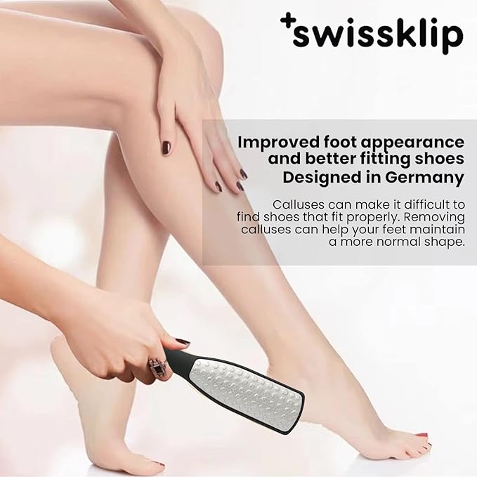 Swissker by Swissklip Foot File Callus Remover for Feet I A Perfect Heel Scraper for Cracked Heels I Luxurious Foot Scraper for Callus Removal and Dead Skin Remover for Feet (3 Pack)