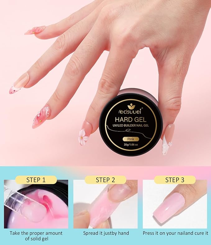 Solid Builder Gel for Nails LEDSUUEI - Pink 3D Nail Gel Sculpting Non-Sticky Hand Carving Glue Extension for Manicure Salon Home Decoration DIY 20g