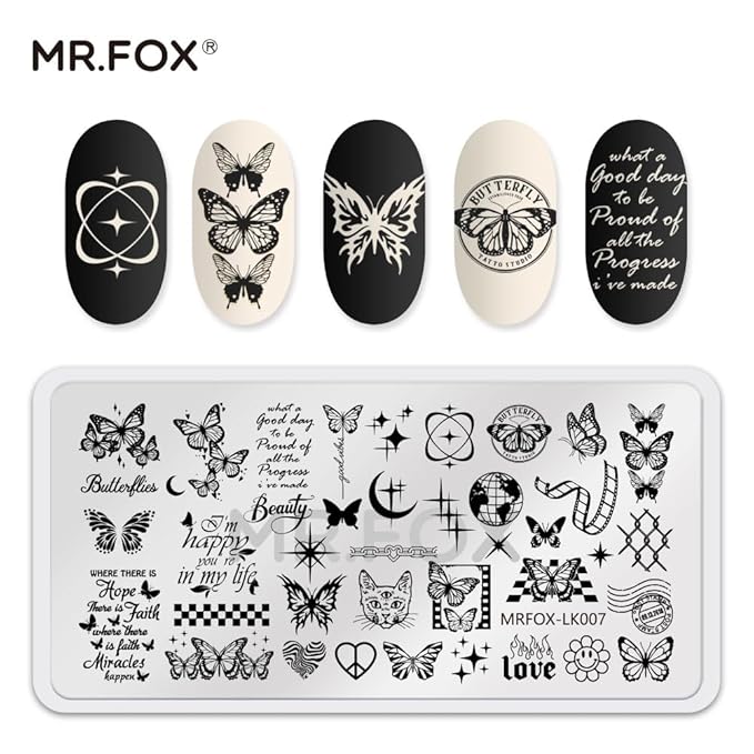 6 Pcs Nail Plates Stamping Set Rose Snake Butterfly Egyptian Cross Nail Art DIY Stamping Template