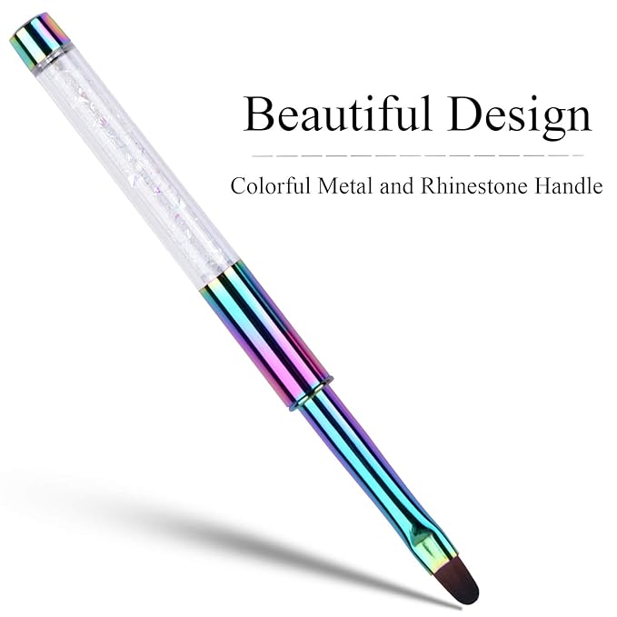 1Pcs Oval UV Builder Gel Nail Brush Rhinestone Handle Professional Nail Art Tool for Polygel Hard Gel