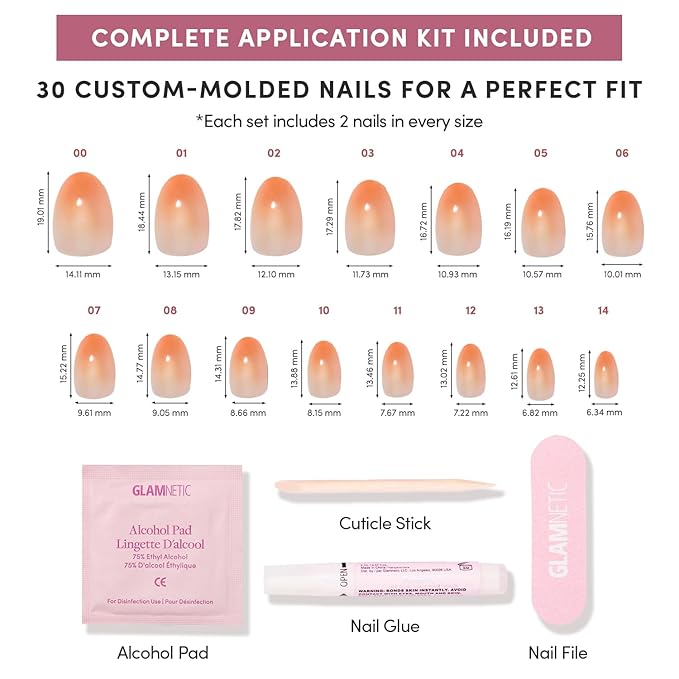 Glamnetic Press On Nails - Candy Corn | Short Oval Fake Nails with Ombre Design and Glazed Finish, Salon Quality Halloween Nails | 15 Sizes - 30 Nail Kit with Glue