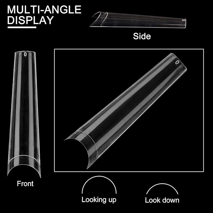 Tapered Extra Long Nail Tips, Ballerina Clear Acrylic Fake Nail Tips, Press On Nail False Nails with Box for Nail Salons and DIY Nail Art, 240PCS, 10 Sizes (Clear)