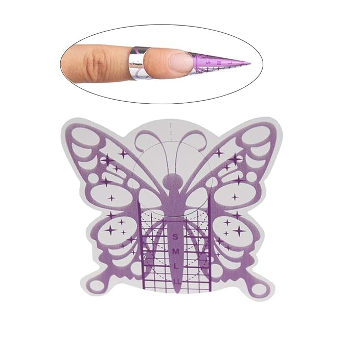 500Pcs Nail Form Pruple Bufferfly Shape Nail Art Guide Form Acrylic Tips UV Gel Extension Stickers Guide Stencil Manicure Tools for Nail Polish Guide