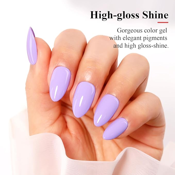 Imtiti Pastel Gel Nail Polish, Lilac Pastel Purple, 0.5 Fl Oz LED UV Gel Polish Spring Summer Easter DIY Nail Art Starter Manicure Salon Kit