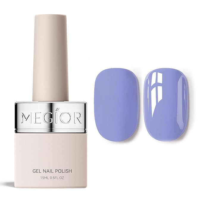 MEGIOR Bright Lilac Gel Nail Polish 0.5 Fl Oz Purple Soak Off UV LED Lamp Light Cure Gel Polish Kit for Salon and Nail Art Starter Manicure DIY at Home