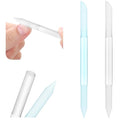 Sibba Cuticle Pusher Glass Cuticle Remover Tool Double Sided Cuticle Trimmer Manicure Stick Professional Precision Filing Abrasive Surface Nail Salons Set for Women Girls (2pcs (Transparent,Blue)