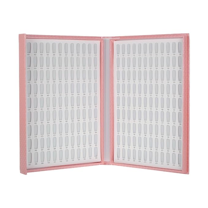 Nail Display Chart, 216 Colors Nail Gel Polish Color Card with 240 Tips Nail Art Salon Set Pink