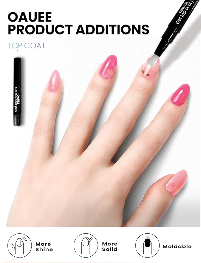 Semi Cured Gel Nail Strips | Built-In Gel Top Coat | UV Light Required | Salon Quality, Easy Application And Removal (Bloom in Blush Gold）
